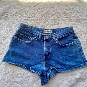 LONDONJEAN Super Short Y2k 90s Mid-Low Rise Denim Shorts Size 8 Medium Wash